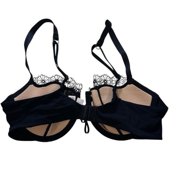 Victoria's Secret 36C Bra Very Sexy Push Up Without Padding Black Lace Floral - Picture 7 of 8